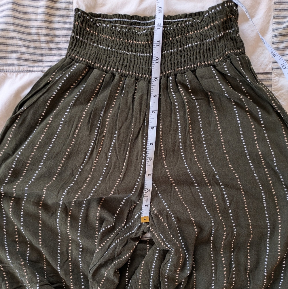 Sozy Charlie Wide Leg Pants in Olive with Stripes - Picture 3 of 10